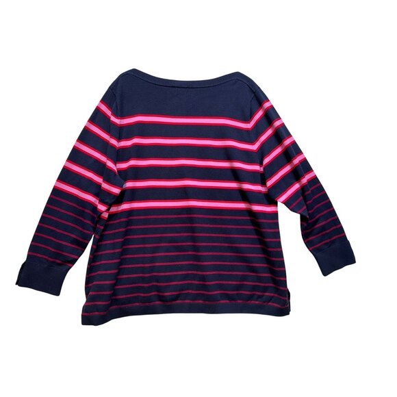 Talbots Woman Striped Knit Sweater 3X Navy & Red Mature - Picture 8 of 10